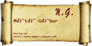 Máté Gábor névjegykártya