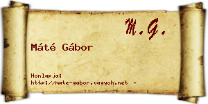 Máté Gábor névjegykártya